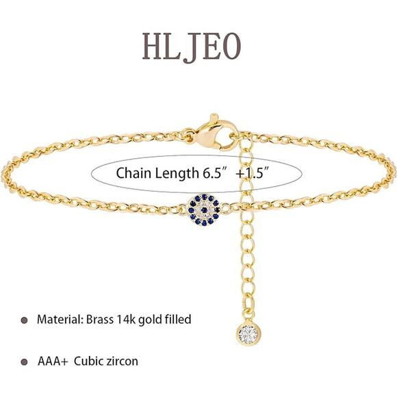 14K Gold Evil Eye Bracelets Pearl Bracelet Sparkle Bracelet Twisted Bead - Picture 4 of 4